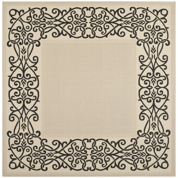 Safavieh Courtyard Ellie Oriental Indoor/Outdoor Area Rug, Sand/Black, 7'10" x 7'10" Square