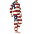 thumbnail image 2 of Picia Vintage American Flag Pattern Men’s Long-Sleeve Sleepwear Set - Soft 2-Piece Loungewear with Pockets, Comfy PJs for Relaxing Nights-Large, 2 of 7