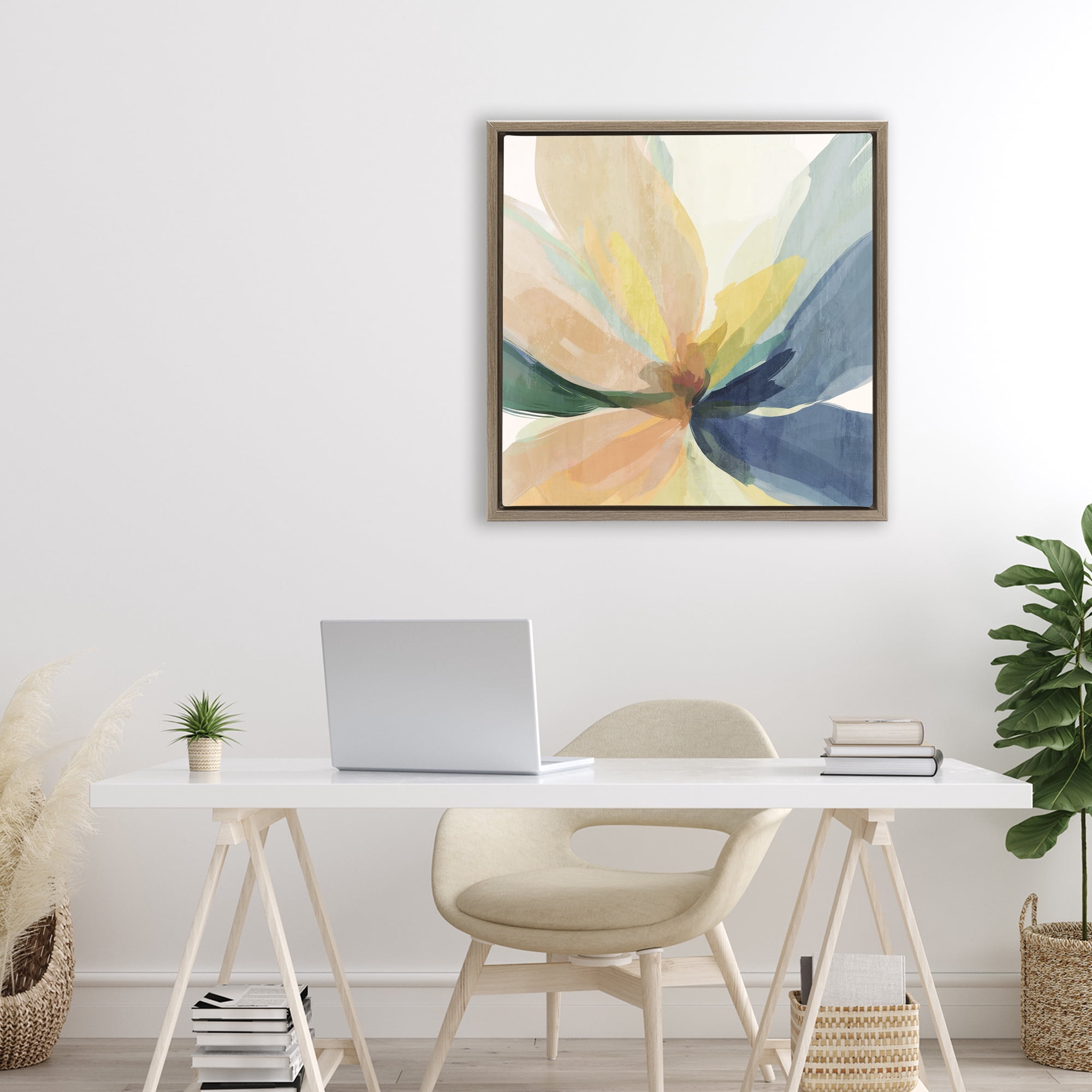 Stupell Industries Soft Harmonious Petals Brown Framed Floater Canvas Wall Art, design by Irena Orlov