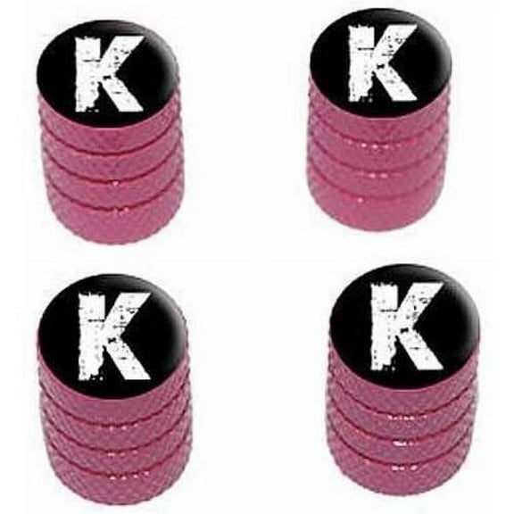 K Letter Distressed Tire Rim Wheel Aluminum Valve Stem Caps, Multiple Colors