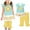 Yellow, variant on Laipiong Girls Summer Outfits 2 Piece Set Floral Print Short Sleeve Top With Flutter Sleeves And Elastic Waistband 7/8 Pants Casual Clothes Army Green 3-4