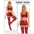 thumbnail image 2 of Shiny Glossy Skirt for Women Low Rise Oil Sheer Miniskirt Ruffled Flirty Ultrashort Mini Skirts Solid Color Seamless Pleated Short Skirt for Club Party Valentine's Day, 2 of 6