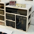 thumbnail image 1 of Desktop Drawer Organizer, Sturdy Plastic Desk Storage Box, Easy Access for  Supplies, Cream, Suitable for Cosmetics Stationeries, 1 of 8