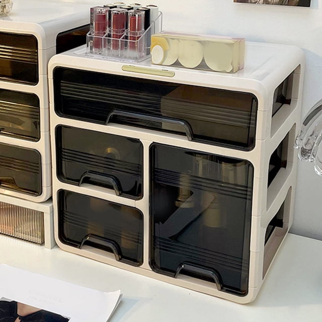 Desktop Drawer Organizer, Sturdy Plastic Desk Storage Box, Easy Access for Supplies, Cream, Suitable for Cosmetics Stationeries