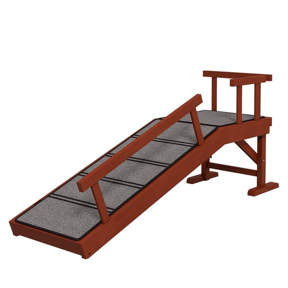 BNHHYYDS Wooden Dog Ramp with Removable Guardrails, Non-Slip Surface, 49" Long, Brown