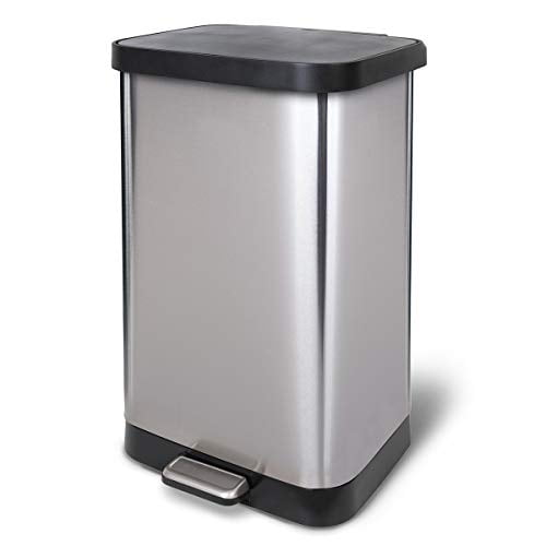 Glad Stainless Steel Step Trash Can With Clorox Odor Protection Large Metal Kitchen Garbage Bin Soft Close Lid Foot Pedal And Waste Bag Roll Holder 20 Gallon Com Glad Stainless Steel Step Trash Can, How Big Is A Kitchen Trash Can