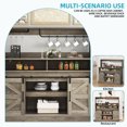 thumbnail image 3 of DEXTRUS Coffee Bar Cabinet Modern Sideboard Rustic Grey Oak with Power Outlet Wine Glass Rack Barn Door 47 Inch, 3 of 6