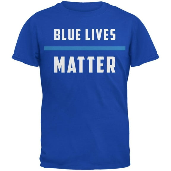 Police Blue Lives Matter Thin Blue Line Royal Adult T-Shirt - X-Large