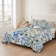 thumbnail image 2 of Twin XL Quilt Set 68''x98'', Blue Yellow Floral Spring Lightweight Bedspread Coverlet Set with 2 Pillow Shams, Green Pastoral Summer Botanical Breathable All Season Quilt Bedding for Dorm/Guest Room, 2 of 9