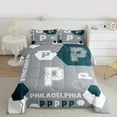 thumbnail image 3 of Manfei Letter P Monogrammed Bedding Comforter Set,Philadelphia Sport City Twin Comforter Sets,Gray Green White Bedding Set For Boys Kids,Microfiber Room Decorative Reversible,2-Piece, 3 of 9