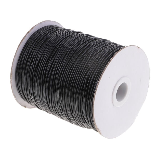 yuksok Waxed Cord for jewellery making, Sewing Thread Braided Waxed String, Black, 170
