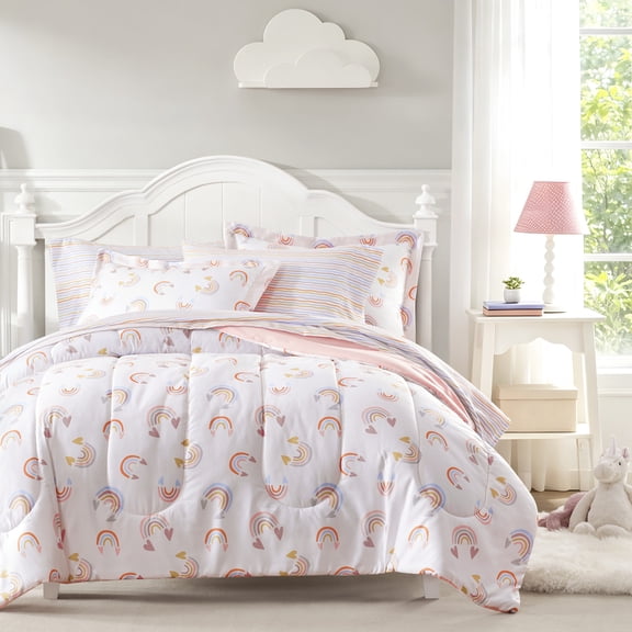 Dream Factory 5-Piece Lucky Hearts Bed in a Bag, Pink, Twin