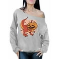 thumbnail image 1 of Awkward Styles Halloween Sweatshirt Pumpkin Dinosaur Off Shoulder Tops for Women, 1 of 4