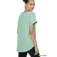 thumbnail image 3 of Zenana Plus Size Round Neck Heavy Woven Boat Neck Rolled Short Sleeve Blouse Top, 3 of 5