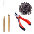 thumbnail image 2 of Vogacara Cortadora de pelo resistente al desgaste, gancho de ganchillo con mango de madera, Kit de alicates, hebilla de silicona portátil, cuentas de Cuidado del cabello 500 anillos marrones Vogacara CE011777-03, 2 of 6
