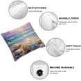 thumbnail image 6 of Acheng Ocean Square Cushion with Zipper Coastal Tropical Graphic Sunset Beachy Landscape with Seashell Starfish and Sea Waves Blue Purple Decorative Washable Sofa Bed Pillow Covers Set of 2 22x22in, 6 of 7