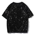 thumbnail image 3 of Hauts à Sequins avec Manches, Hauts à Col Rond à Manches Courtes Réfléchissants de Couleur Unie pour Hommes Été, 3 of 7