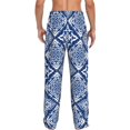 thumbnail image 3 of Uemuo Stylized Flowers Vintage Boho Pattern Men's Wide Leg Palazzo Lounge Pants with Pockets Light Weight Loose Comfy Casual Pajama Pants-Large, 3 of 9
