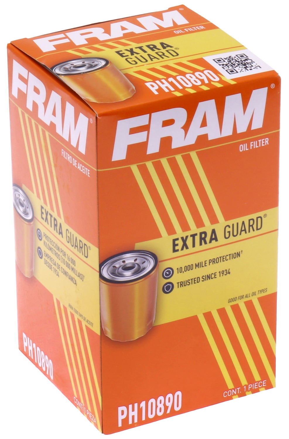 FRAM Extra Guard Oil Filter, PH10890, 10K Miles, Replacement Oil Filter Fits Select Vehicles