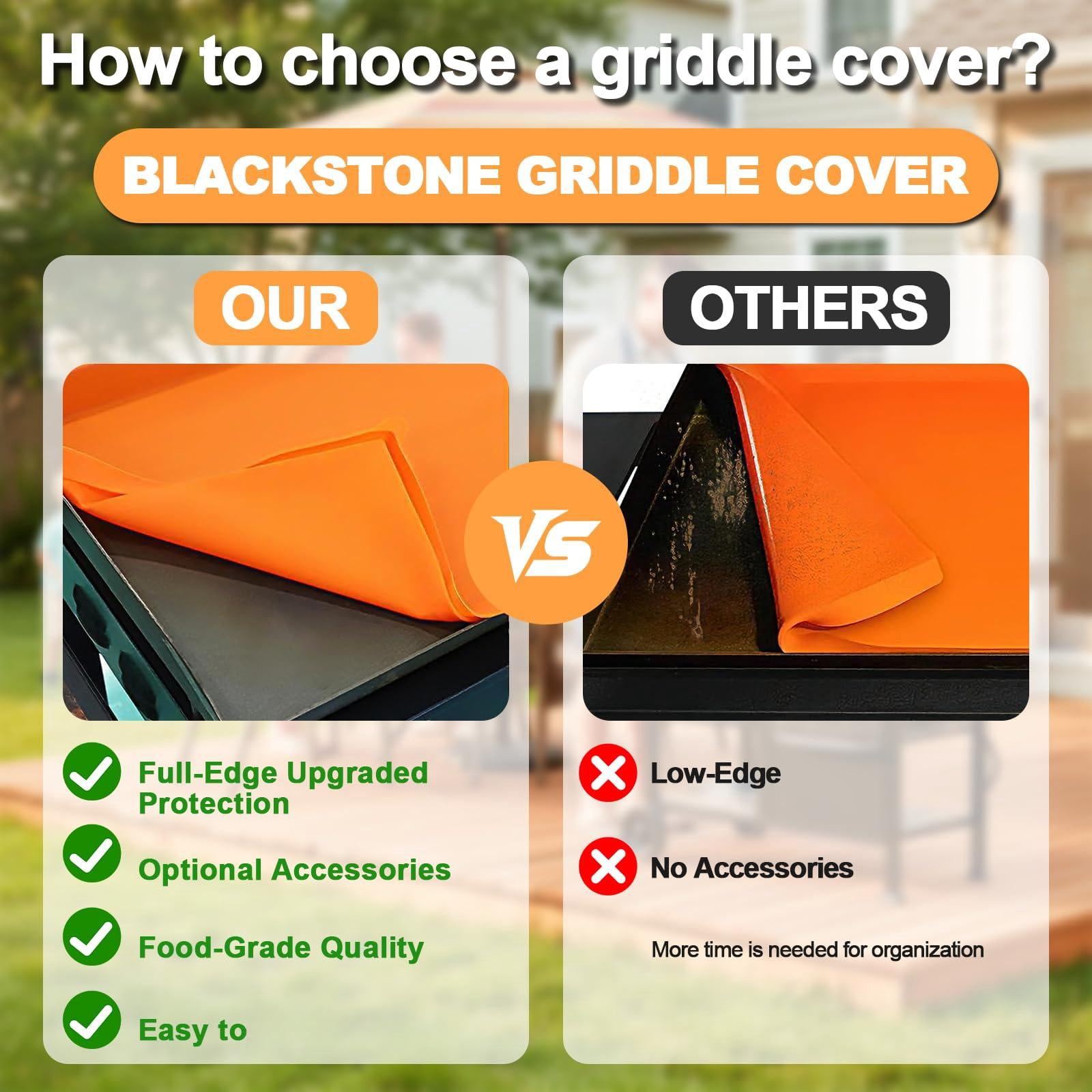 Full-edge 36" Silicone Griddle Cover  With 16" Spatula Mat And Grease Cup Liners Compatible Blackstone All-season Outdoor Protection Combination