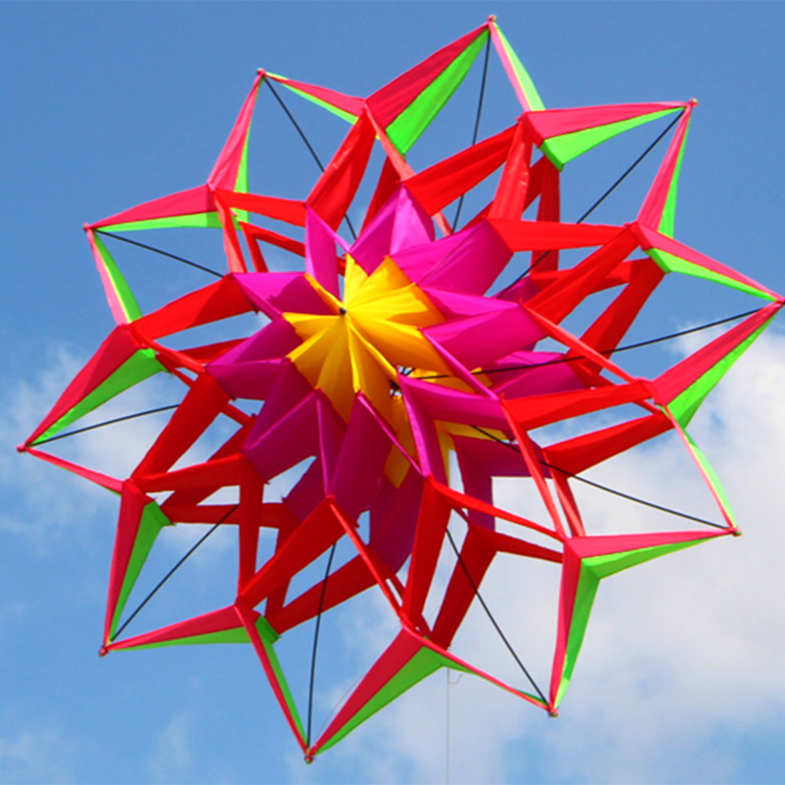 High Flying 3D Lotuses Kites Checkered Polyester Light in Weight Design For Boys Family Outdoor Fun