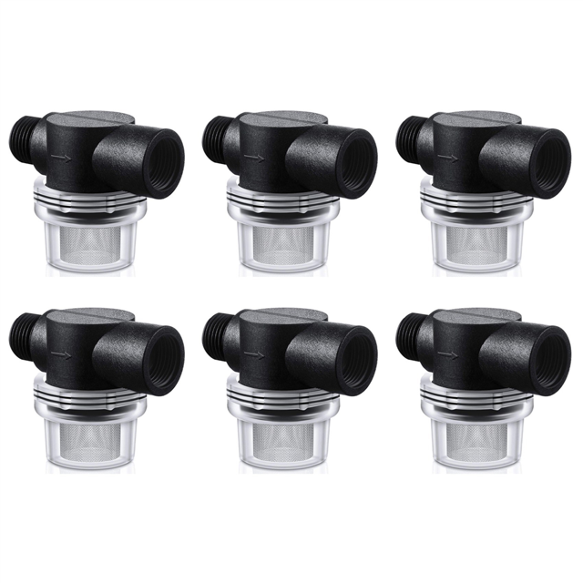 6X Water Pump Strainer Filter, RV Replacement 1/2 Inch Twist-on Pipe Strainer Compatible with or Pumps,6 x Water Pump Strainer Filter,Black