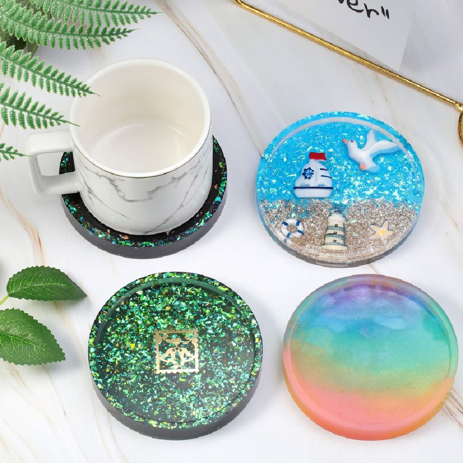 2Pcs RESIN Holographic Resin Molds, Round Laser Coaster Silicone Molds for  Epoxy Resin, Shiny Molds for Resin Casting, DIY Cup Mat 