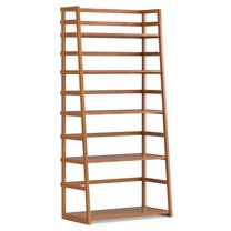 Acadian 63 inch x 30 inch Solid Wood Transitional Ladder Shelf Bookcase in Light Golden Brown