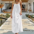 thumbnail image 2 of Women's Summer Open Back Striped Maxi Dress Spaghetti Strap Sleeveless Loose Flowy Long Sundress for Beach Vacation Daily Outfits Gibobby,XXL,White, 2 of 9