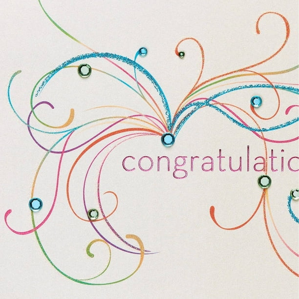 Papyrus Greeting Card, 3.75" x 3.75", Floral and Gems Congratulations