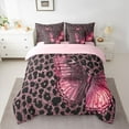 thumbnail image 2 of Manfei Gradient Pink Butterfly 7-Piece Twin Bedding Sets for Teens Children Female,Leopard Print Bedding Comforter Set,Bling Glitter Breathable Sheet Sets,Luxury Bedroom Decor,Reversible, 2 of 8