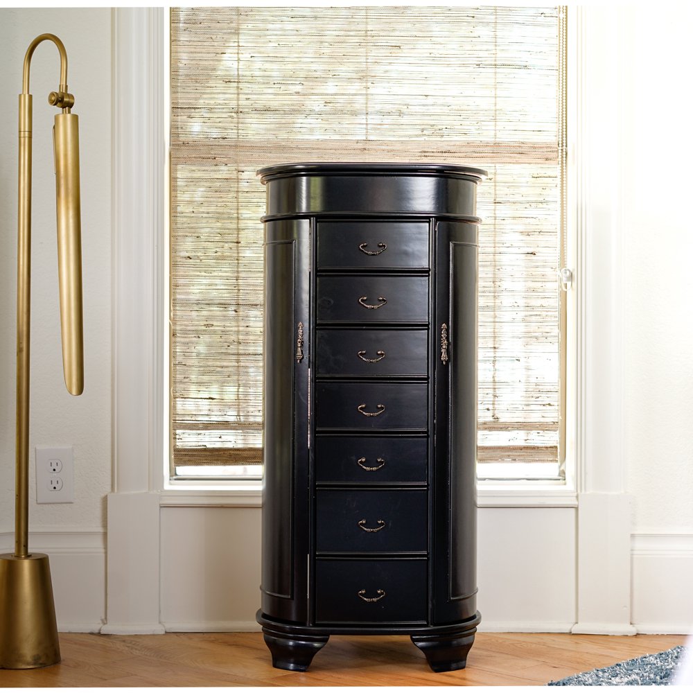 Hives and Honey Daley Oval Free Standing Jewelry Armoire, Black