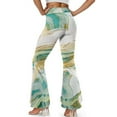 thumbnail image 3 of Xoenoiee Women's Flared Leggings High Waisted Workout Pants Soft Flared Pants High-Waisted Bell Bottom Pants Work Pants Dress Pants for Women, XL, Marble Green, 3 of 7