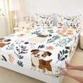 thumbnail image 3 of Homewish Kawaii Puppy Dogs Full Size Sheets,Rustic Flower Bed Sheets,White Brown Green Sheet Sets For Girls Boys,Breathable Home Decor,4 Pieces, 3 of 7