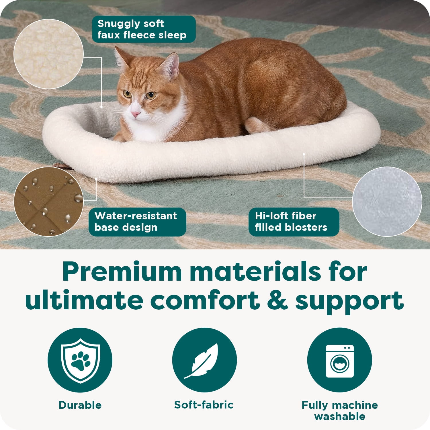 FurHaven Pet Products Faux Lambswool Bolster Crate Pet Bed - Cream, Extra Small
