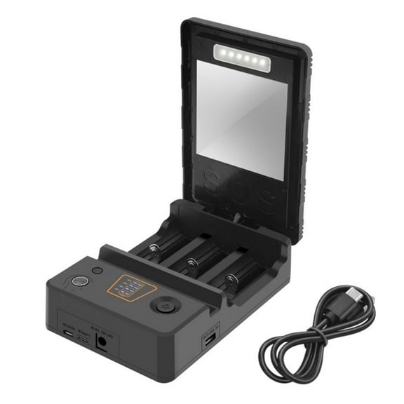 ROCKROK USB C Solar Battery Charger 3 Slot Power Banks Case Lithium Battery Charging