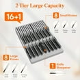 thumbnail image 4 of Magnetic Drawer Knife Organizers Insert, Kitchen Plastic In Drawer Knife Block Slots, Steak Chefs Knives Holder Storage for 16 Knives and 1 Sharpening Steel, Extra Large, Gray, 16.5"/42 cm(W), 4 of 4