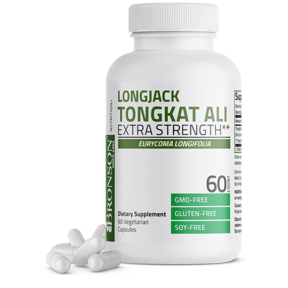 Bronson Longjack Tongkat Ali Extra Strength 1200mg Per Serving, Supports Energy, Non-GMO, 60 Vegetarian Capsules