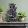 thumbnail image 3 of Stacked Rocks 15.7" Indoor Tabletop Water Fountain with LED Lights, Zen Meditation Indoor Waterfall Feature for Home Office Bedroom Relaxation, 3 of 6