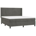 thumbnail image 4 of vidaXL Box Spring Bed with Mattress&LED Dark Gray 76"x79.9" King Velvet, 4 of 6