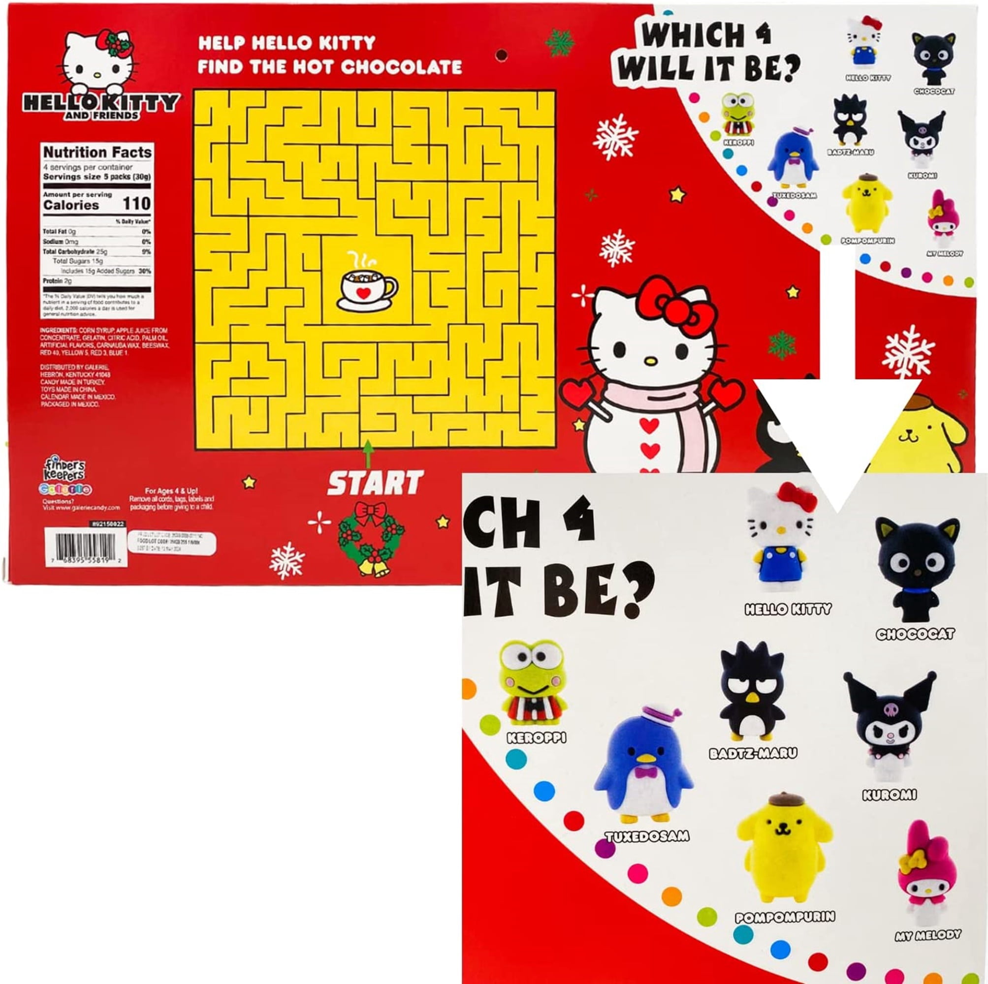 Hello Kitty Finders Keepers Advent Calendar, 2022 Countdown to Christmas  with Gummy Candies and Toys, 24 Days - Walmart.com