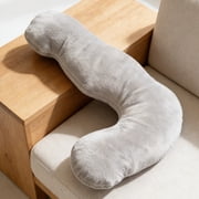 Seahorse Contoured Support Pillow, Soft Gray - Full-Body Pillow for Pregnancy, Back Pain Relief and Relaxation