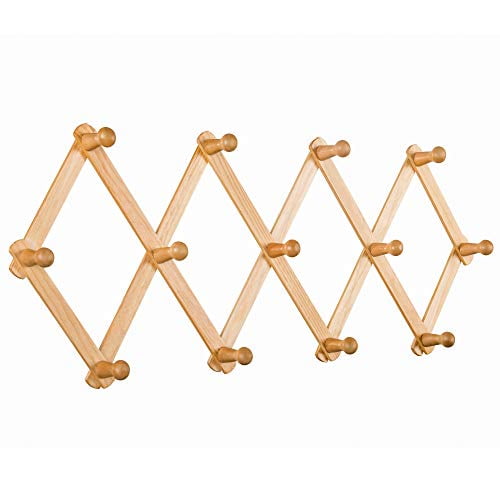 AITUFIY Wood Expandable Coat Rack Accordion Style13 Pegs,Hooks for
