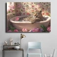 thumbnail image 5 of Mudket Framed Leopard in Floral Tile Bathroom Canvas Wall Art, Funny Leopard Print Bathroom Wall Decor, Animal Wall Art for Home, Ready to Hang - 12"L x 8"W, 5 of 10