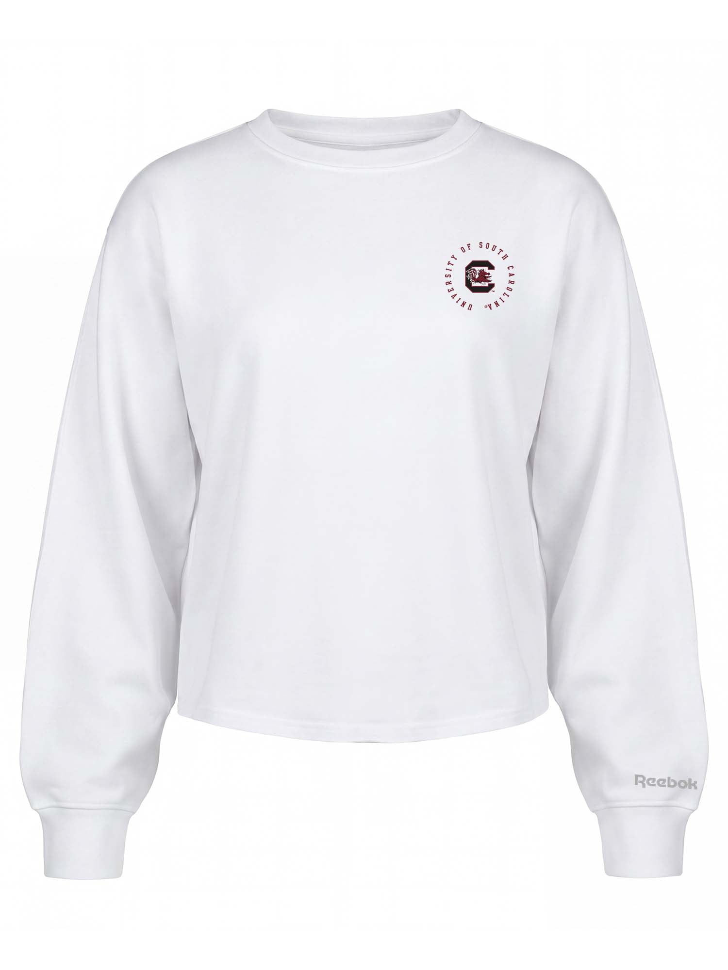 South Carolina Gamecocks Reebok Womens White Heavyweight Cotton Long Sleeve Pullover