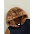 thumbnail image 5 of Kids Boys Winter Jacket, Long Sleeve Hooded Bear Pattern Zipper Closure Casual Outwear, 5 of 8