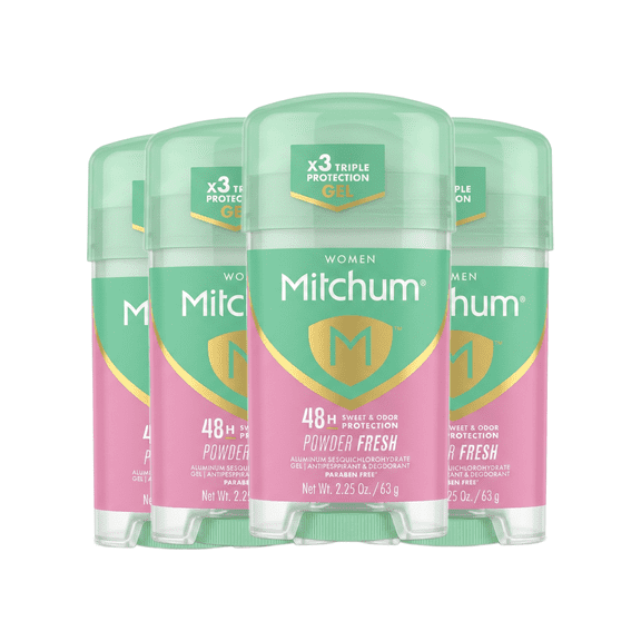 Mitchum For Women Power Gel Anti-Perspirant Deodorant Powder Fresh 2.25 oz (Pack of 4)