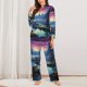 thumbnail image 2 of Balery Fantasy Landscape Starry Night Conjunto de Pijama con Estampado para Mujer, Conjunto de Dos Piezas con Manga Larga, Ropa de Dormir Suave con Bolsillos, Pijamas Cómodos-XX-Large, 2 of 7