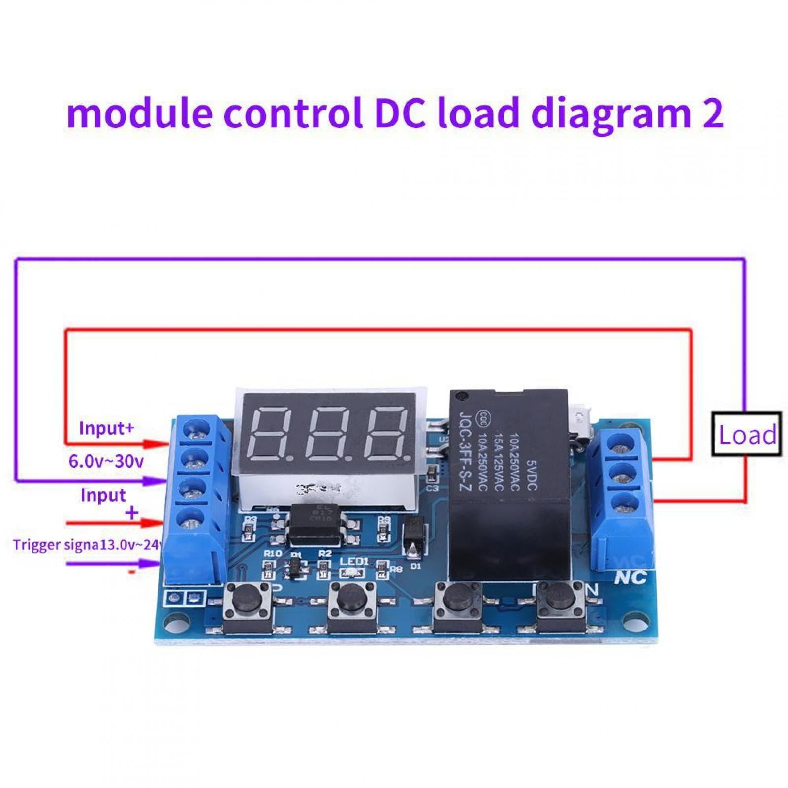 Timer Module-DC 6V~30V Trigger Delay On/Off Cycle Timer Relay Switch Module Board w/Digit LED Display Micro USB 5V 