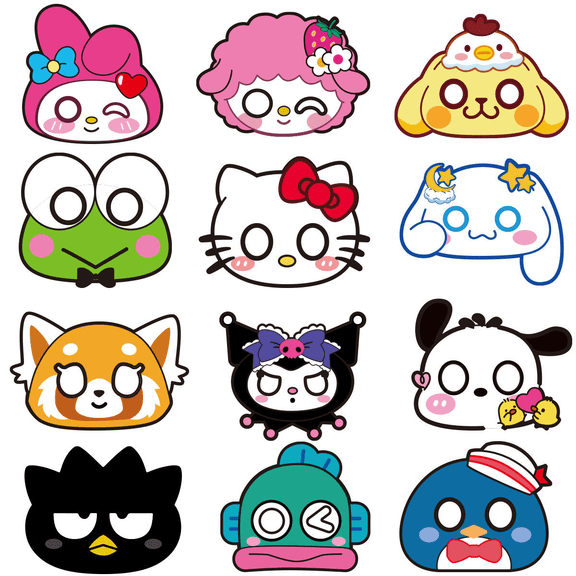 12PCS Sanrio Themed Party Glasses Supplies Decoration, Fun Kids Party Favors,Dress Up Masks Photo Booth Prop,Cartoon Character Cosplay Decor